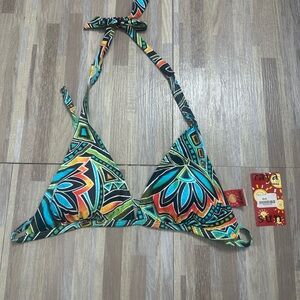 Women's Multicolor Triangle Bikini Top NWT, Size 14